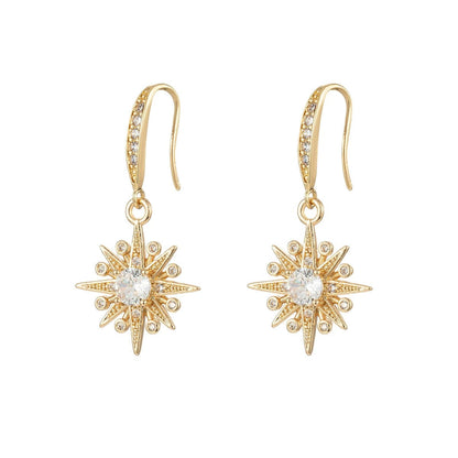 Crystal & Cubic Zirconia Goldtone Star Hook Earrings
