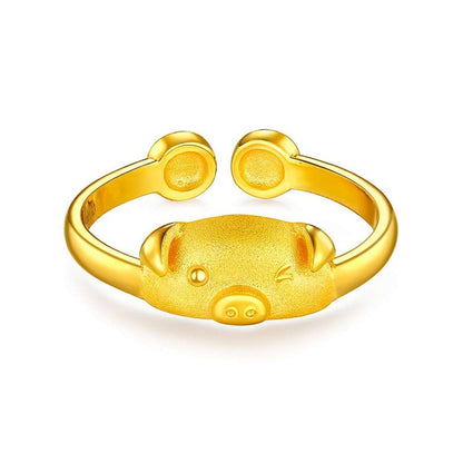 Goldtone Pig Open Ring