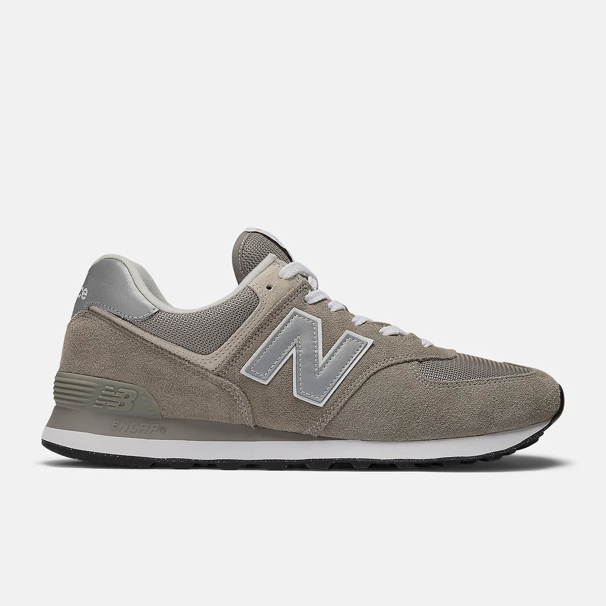 New Balance 574 Core Mens Sneakers — Grey/White Suede Low-Top