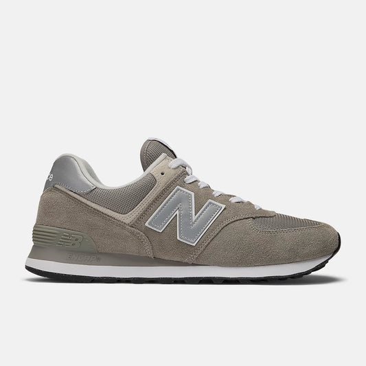 New Balance 574 Core Mens Sneakers — Grey/White Suede Low-Top