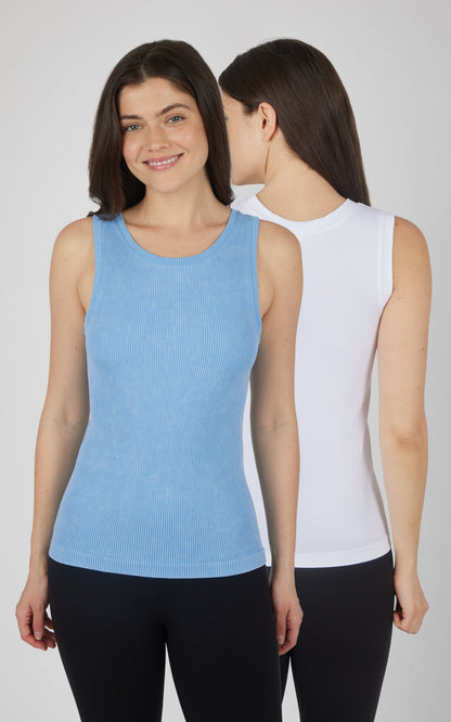 2 PK Stonewash Ribbed Seamless Tank