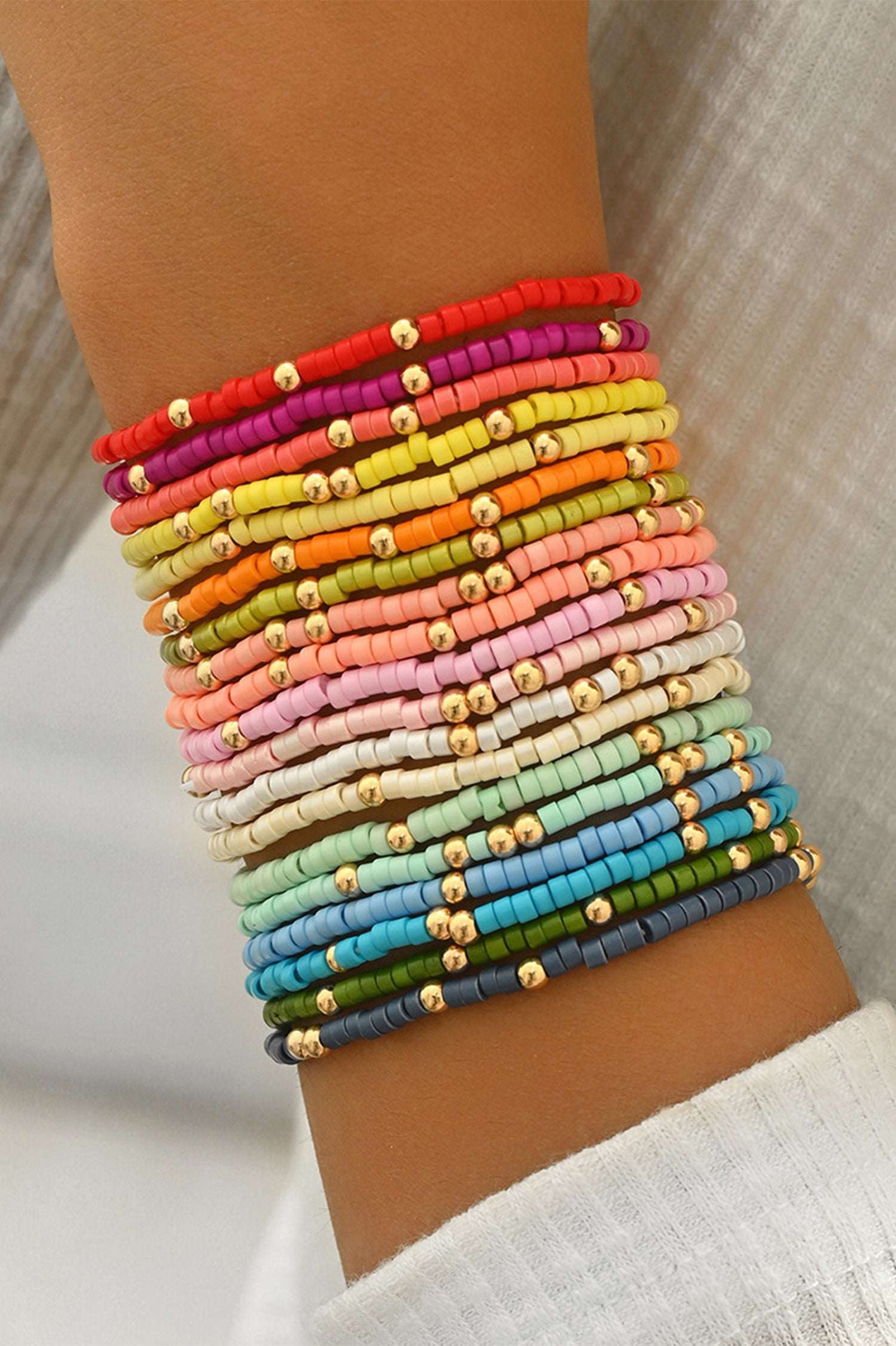 Vienna Bead Stretch Bracelet Set - Gold / ONE
