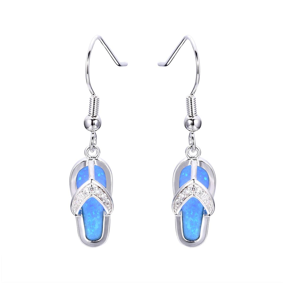 Blue Opal & Cubic Zirconia Flip-Flop Drop Earrings