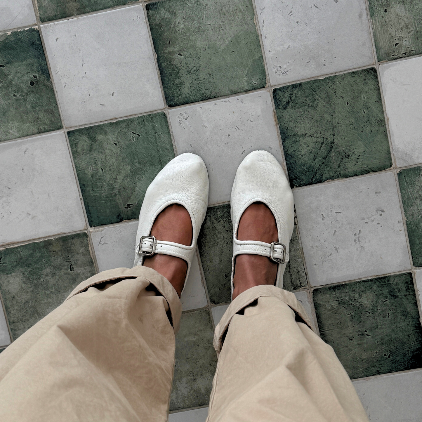 Ashley Mary Jane Flats - Bone