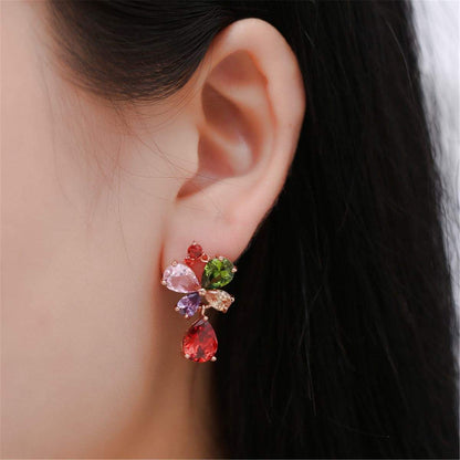 Cubic Zirconia & Crystal Rose Goldtone Butterfly Teardrop Earrings