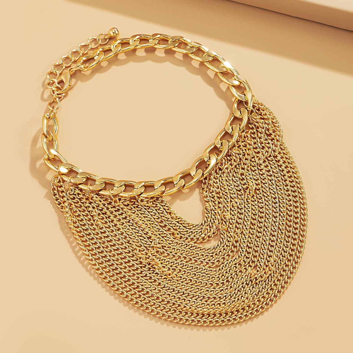 Goldtone Figaro Layered Tassel Anklet