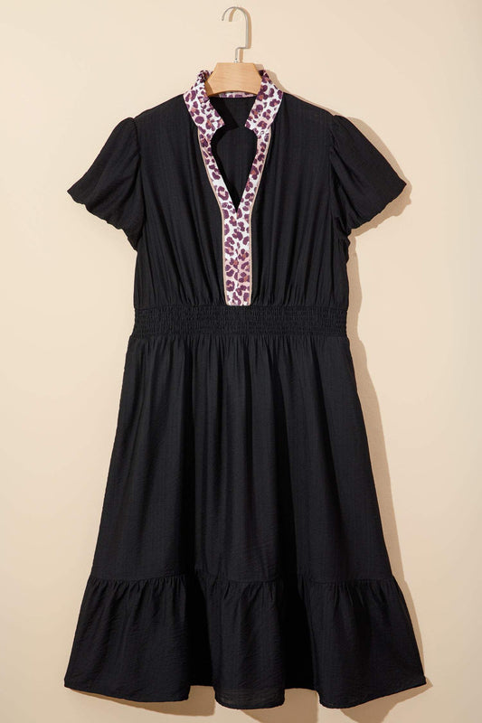 Ana Smocked Waist Ruffled PLUS Dress - Black / 1X - 14W-16W