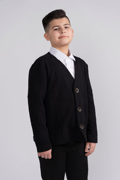 Black Chunky Knit Cardigan