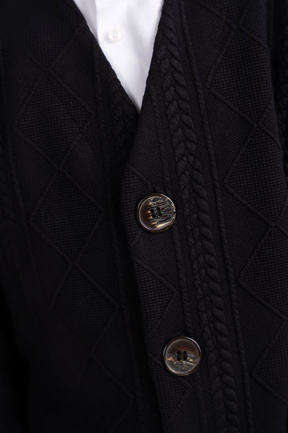 Black Chunky Knit Cardigan