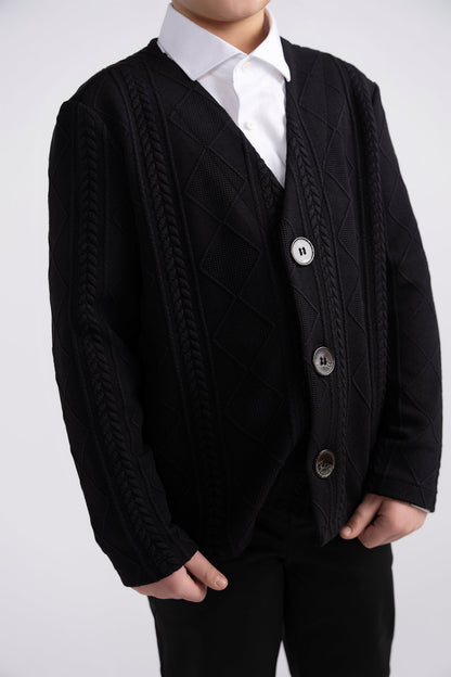 Black Chunky Knit Cardigan