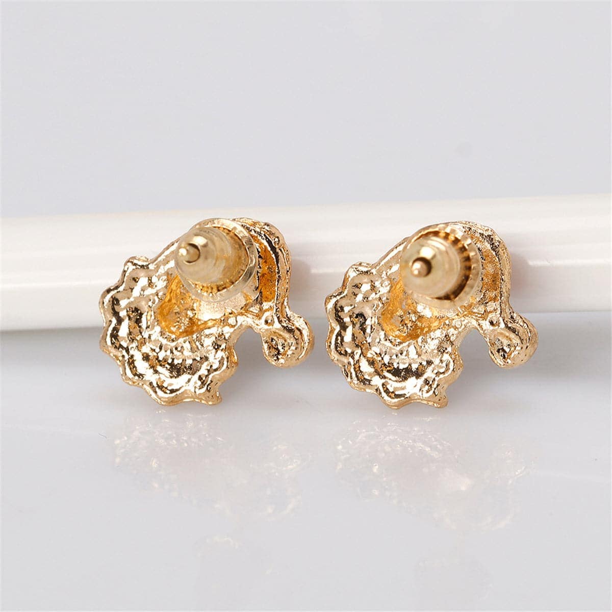 Red Enamel & Goldtone Santa Claus Stud Earrings