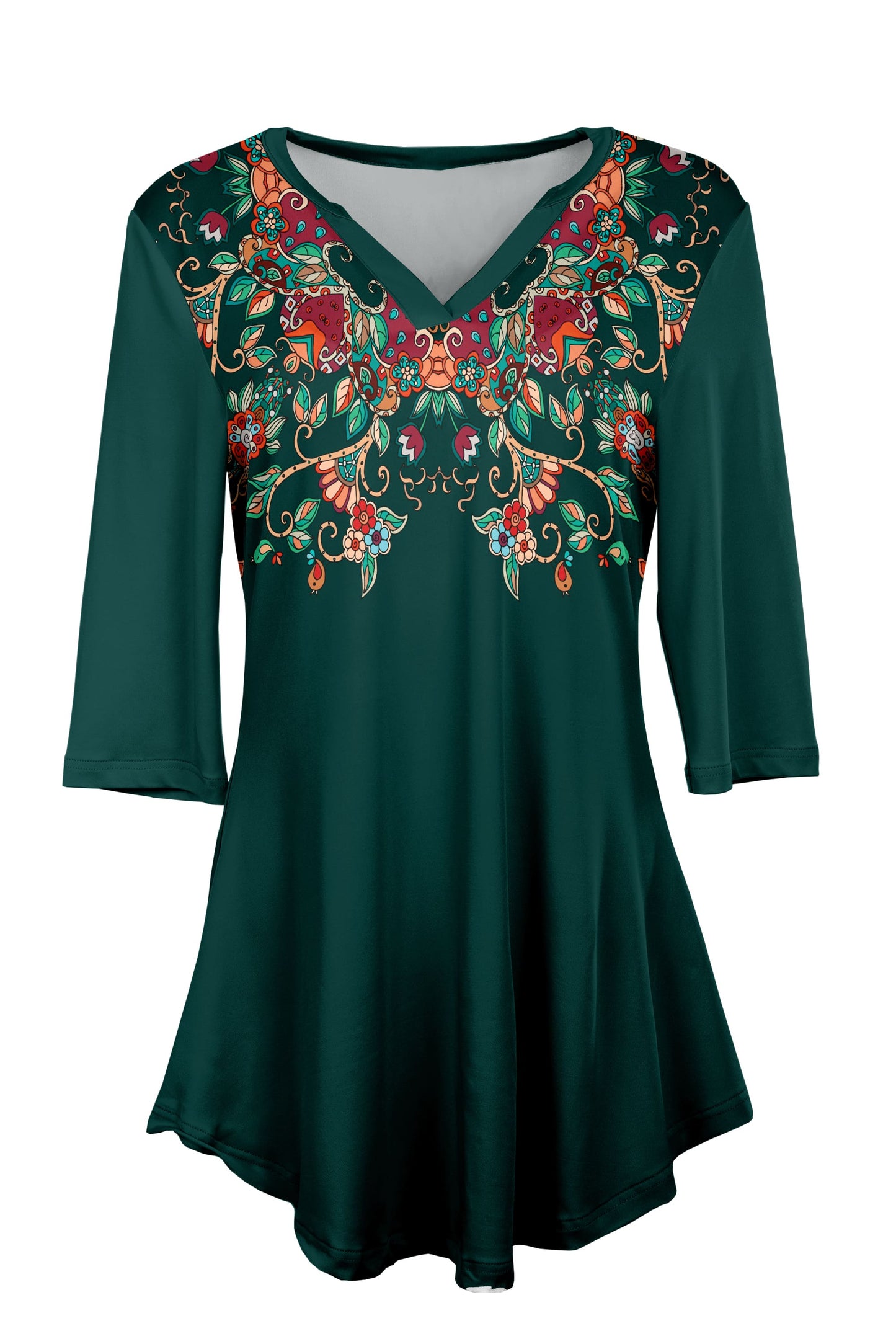Green Pink Embroidered Floral-