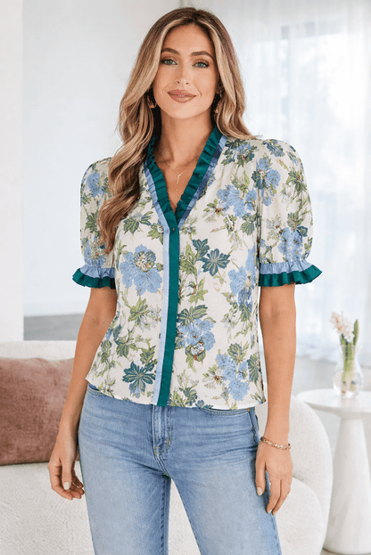 Mila Trim Short Sleeve Blouse