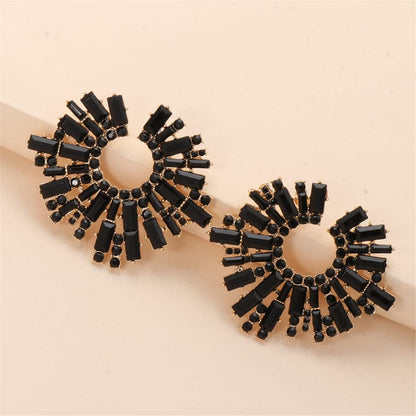 Black Cubic Zirconia & Goldtone Stud Earring