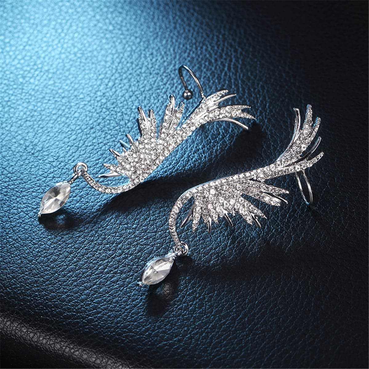 Cubic Zirconia & Crystal Wing Ear Climbers
