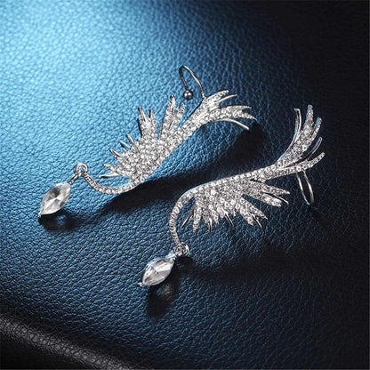 Cubic Zirconia & Crystal Wing Ear Climbers