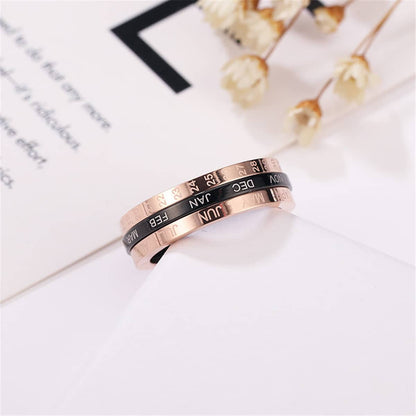 Black Acrylic & Rose Goldtone Calendar Ring-6