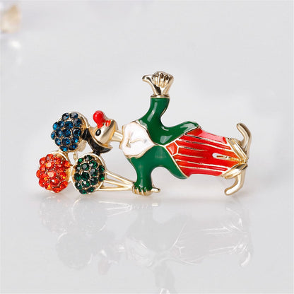 Cubic Zirconia & Goldtone Bouquet & Clown Brooch