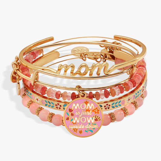 'Mom Is Just Wow Upside Down' Bangle Set of 5