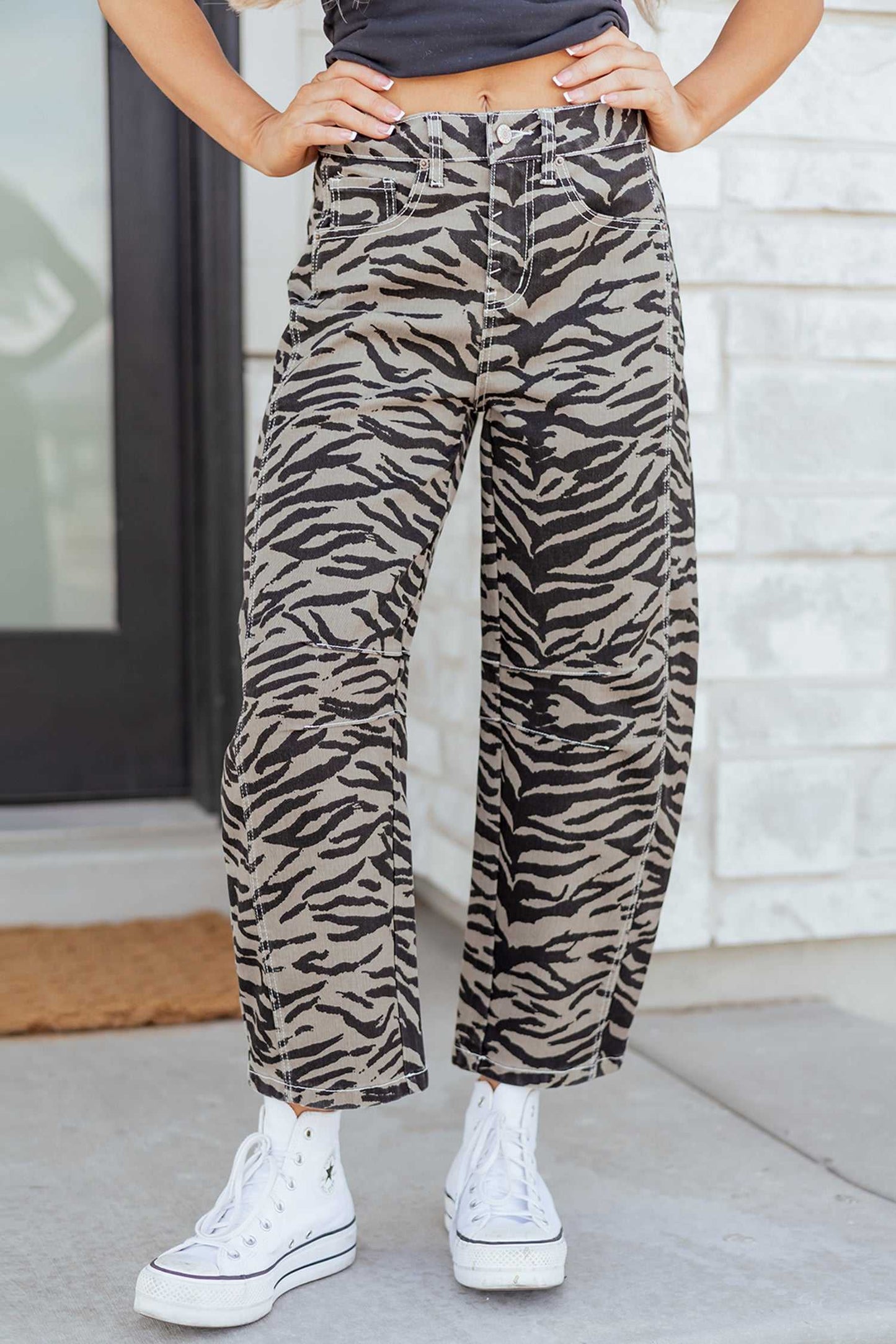 Hunter Printed Wide Leg Jeans - Gray / 10