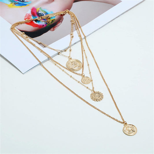 Goldtone Coin Layered Pendant Necklace