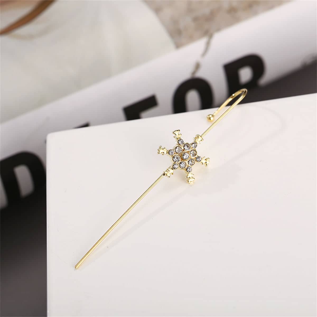 Cubic Zirconia & Goldtone Pavé Snowflake Ear Cuff