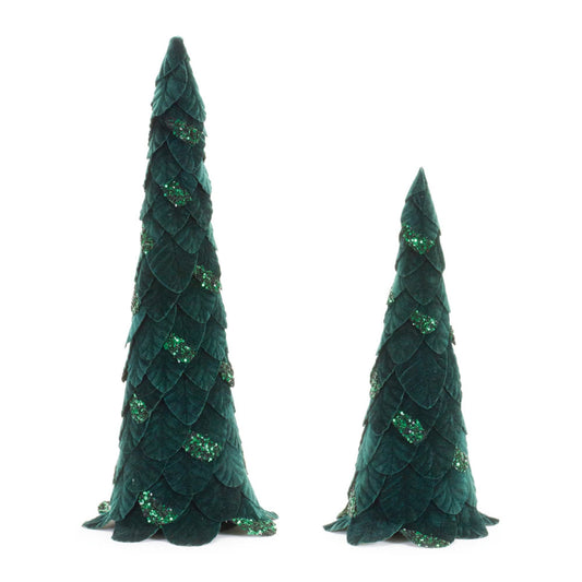 Melrose International Green Beaded Leaf Pine Tree (Set of 2)