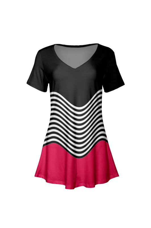 Fuchsia & Black Stripe Hem-
