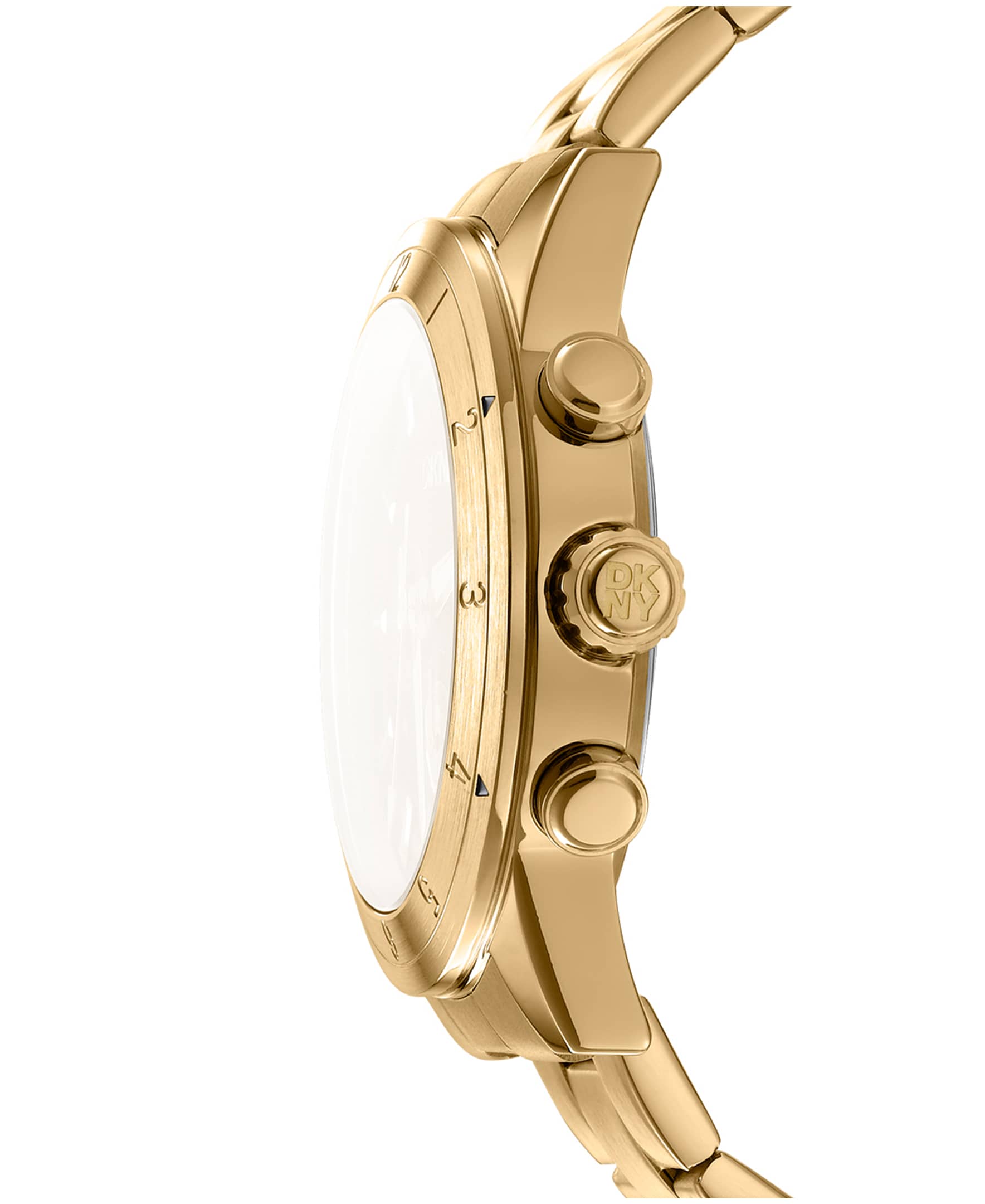 Dkny Men Watch, Gold Color Case, Black Dial, Gold Color Metal Bracelet, Chronograph, 10 Atm-1
