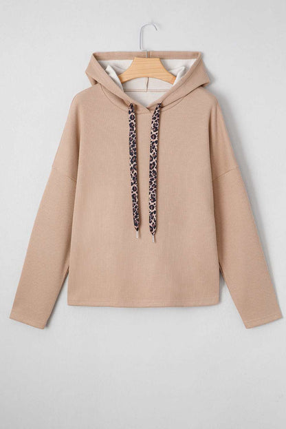 Elodie Textured Drawstring Baggy Hoodie - Dark Khaki / L - 12/14