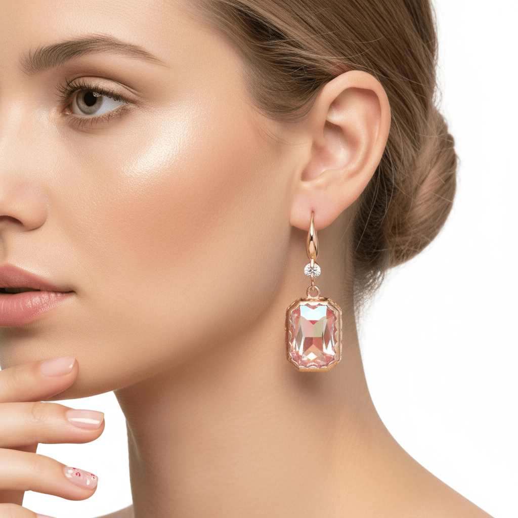 Orange Crystal & Cubic Zirconia Goldtone Cushion-Cut Hook Earrings
