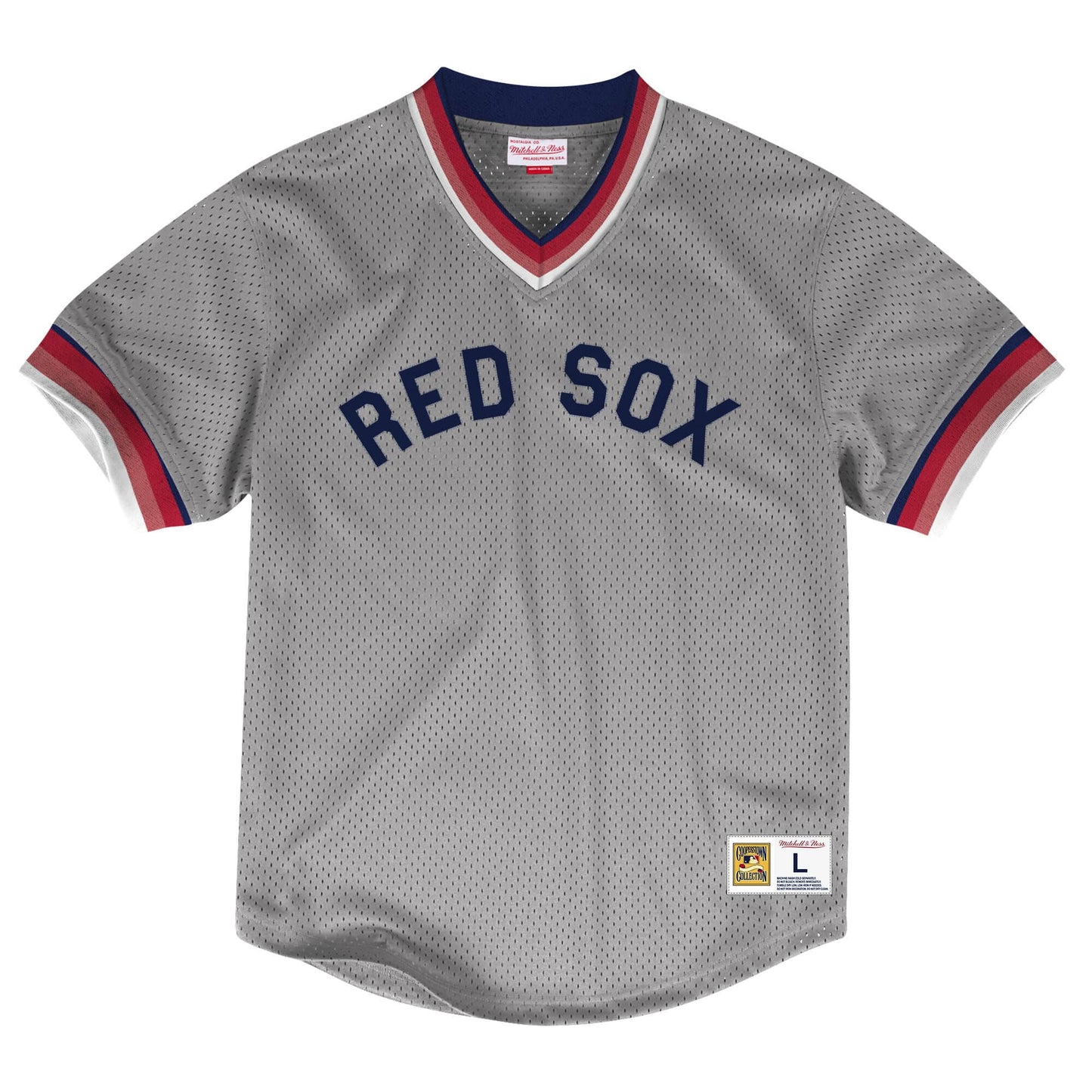 Men's Mitchell & Ness MLB Mesh V-Neck Boston Red Sox