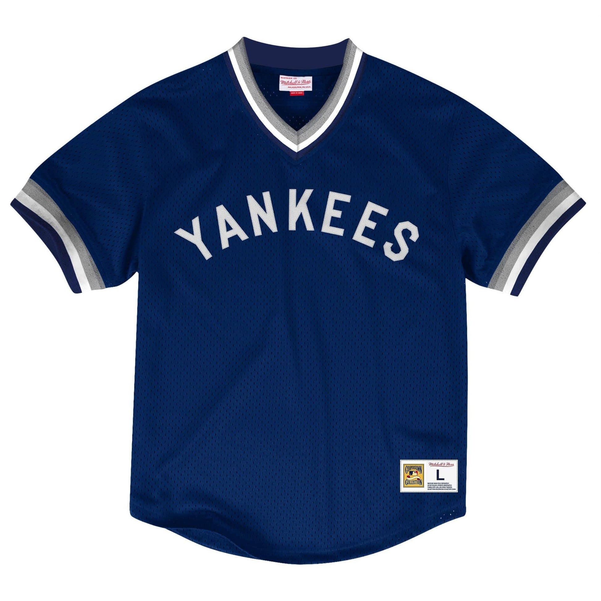 [MSPOAJ18001-NYYNAVY1] Mens Mitchell & Ness MLB Mesh V-Neck New York Yankees - sneakAR