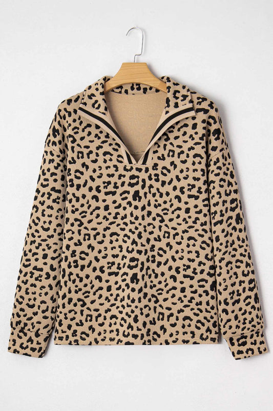 Threaded Pear Tru Polo Collar Pullover Top