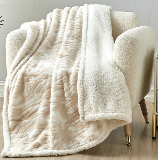 Alaska Sherpa Throw- Beige