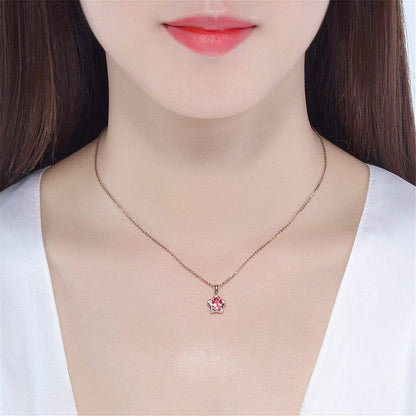 Pink Crystal & Cubic Zirconia Star Pendant Necklace