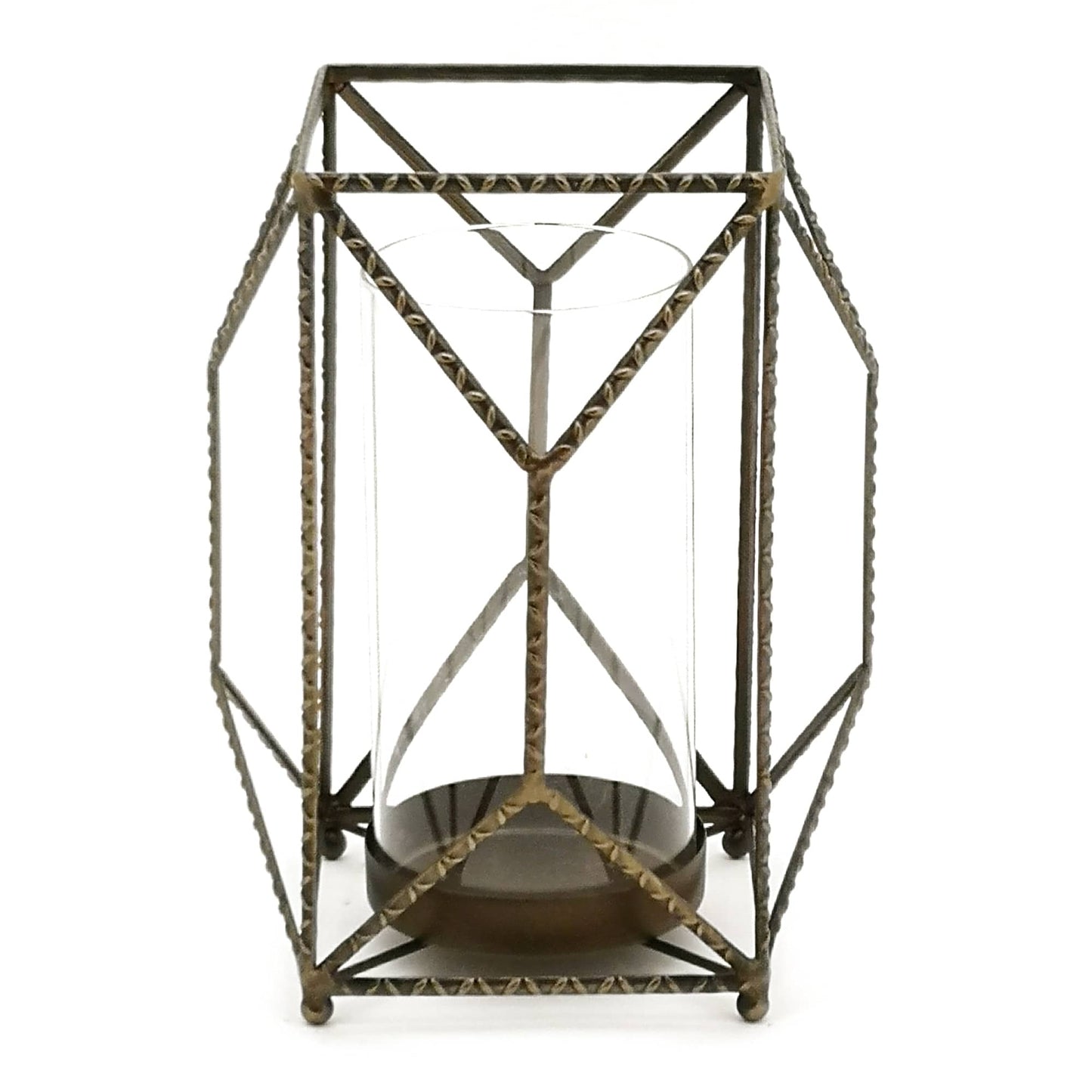 Melrose International Geometric Iron Candle Holder 10"H