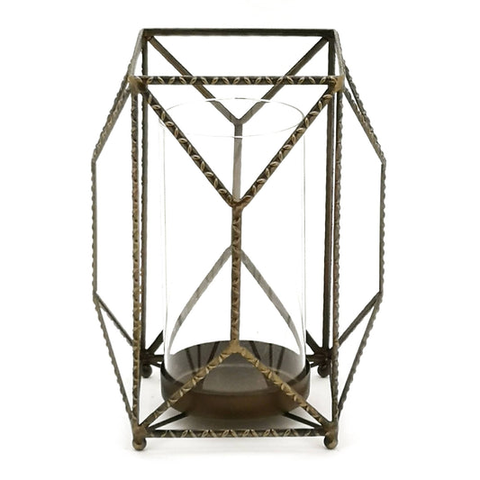 Melrose International Geometric Iron Candle Holder 10"H