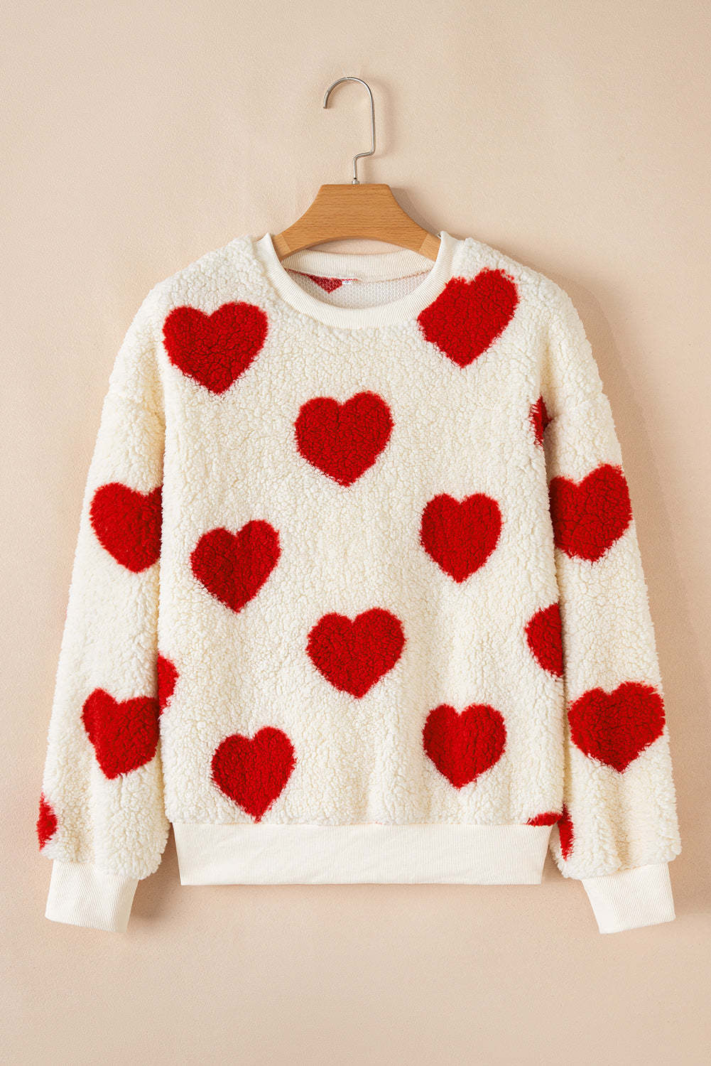 Emily Shoulder Crewneck Plush Sweatshirt - Fiery Red / L - 12/14