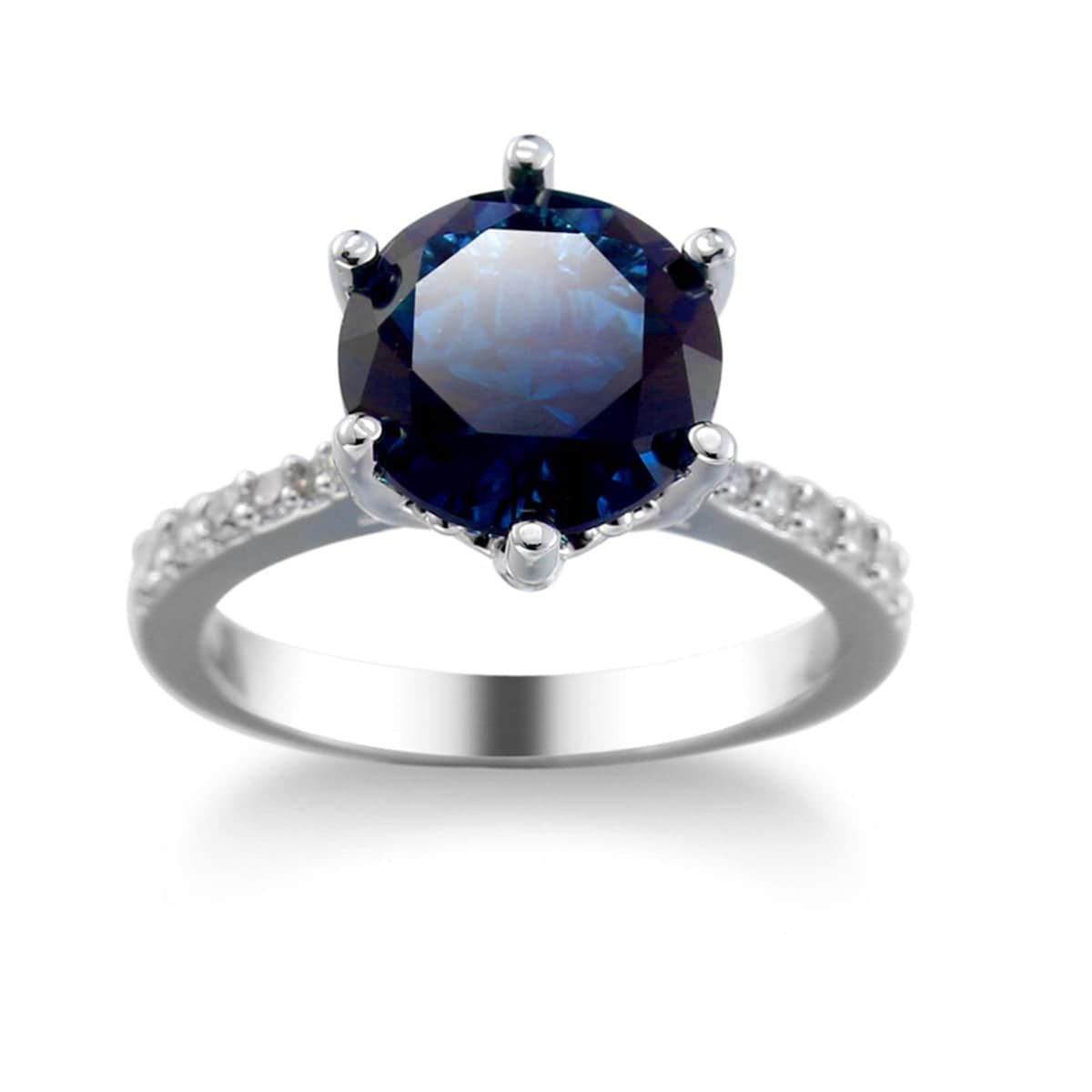 Blue Crystal & Cubic Zirconia Pavé Round-Cut Ring-2