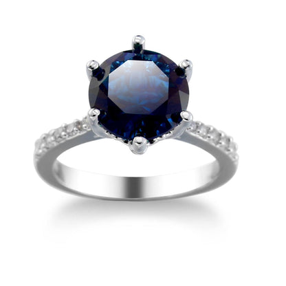 Blue Crystal & Cubic Zirconia Pavé Round-Cut Ring-2
