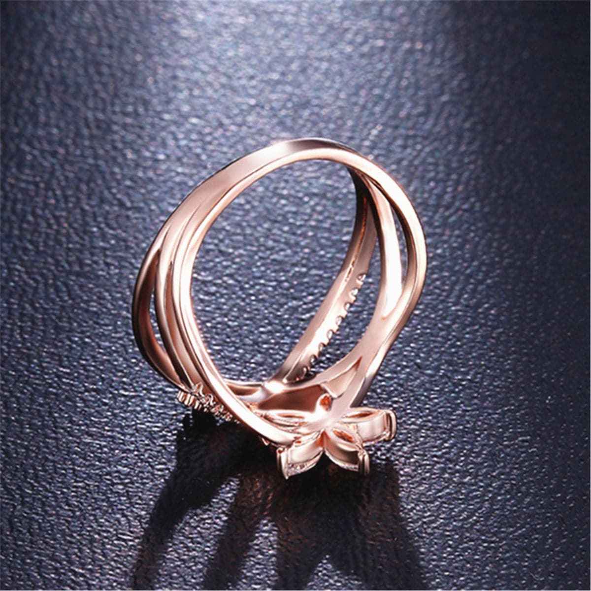 Cubic Zirconia & Crystal Rose Goldtone Floral Ring