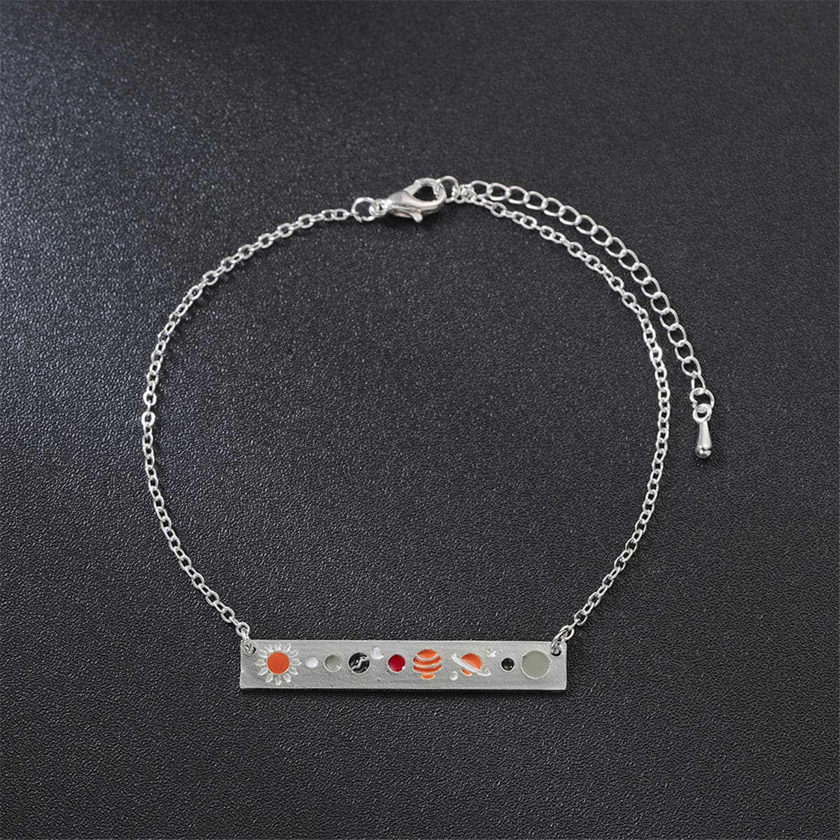 Orange & Silvertone Celestial ID Bracelet
