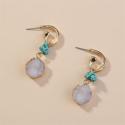 Turquoise & Resin Druzy Tiered Drop Earrings