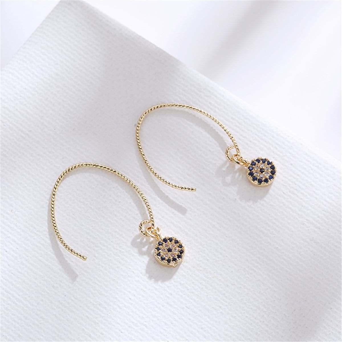 Cubic Zirconia & Goldtone Devil's Eyes Drop Earrings