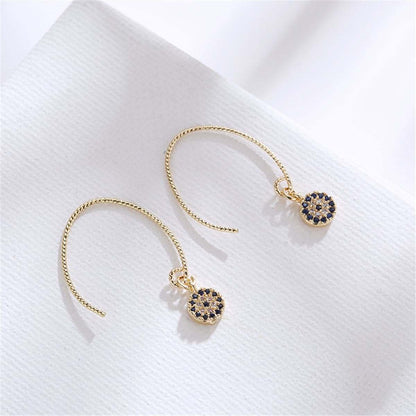 Cubic Zirconia & Goldtone Devil's Eyes Drop Earrings