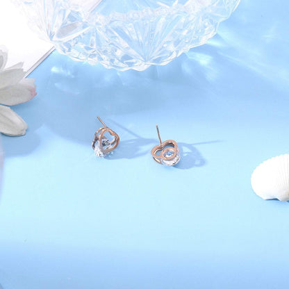 Crystal & Rose Goldtone Open-Heart Stud Earrings