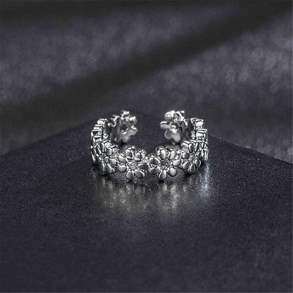 Silvertone Adjustable Botany Toe Ring Set