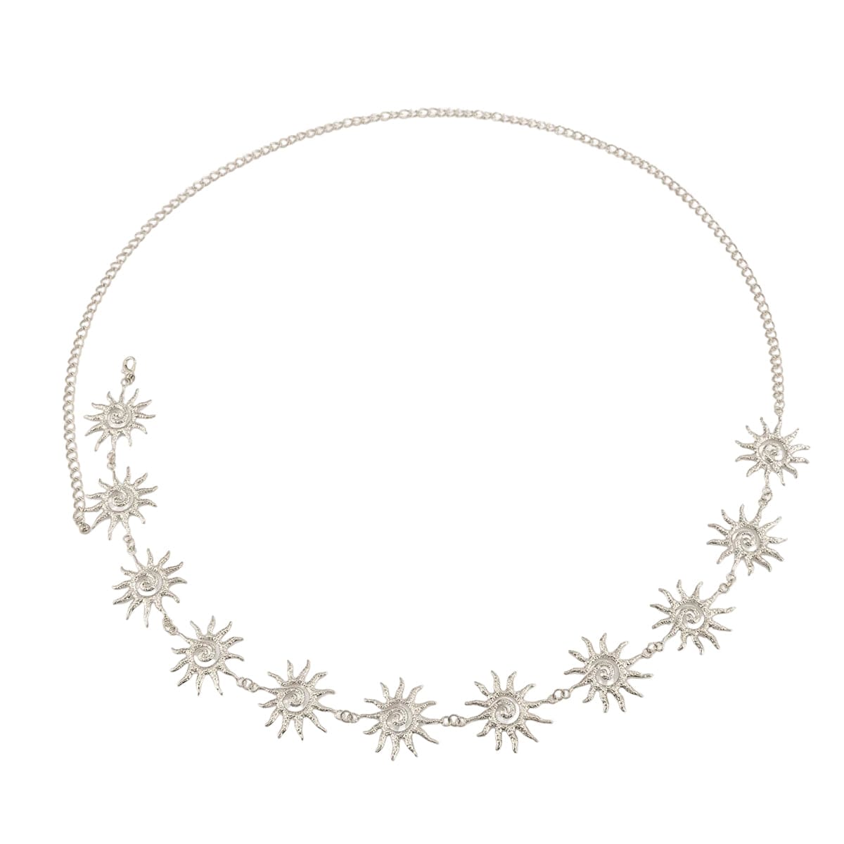 Silvertone Swirl Sun Charm Waist Chain
