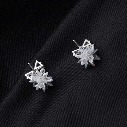 Cubic Zirconia & Crystal Silvertone Bow & Snowflake Drop Earrings
